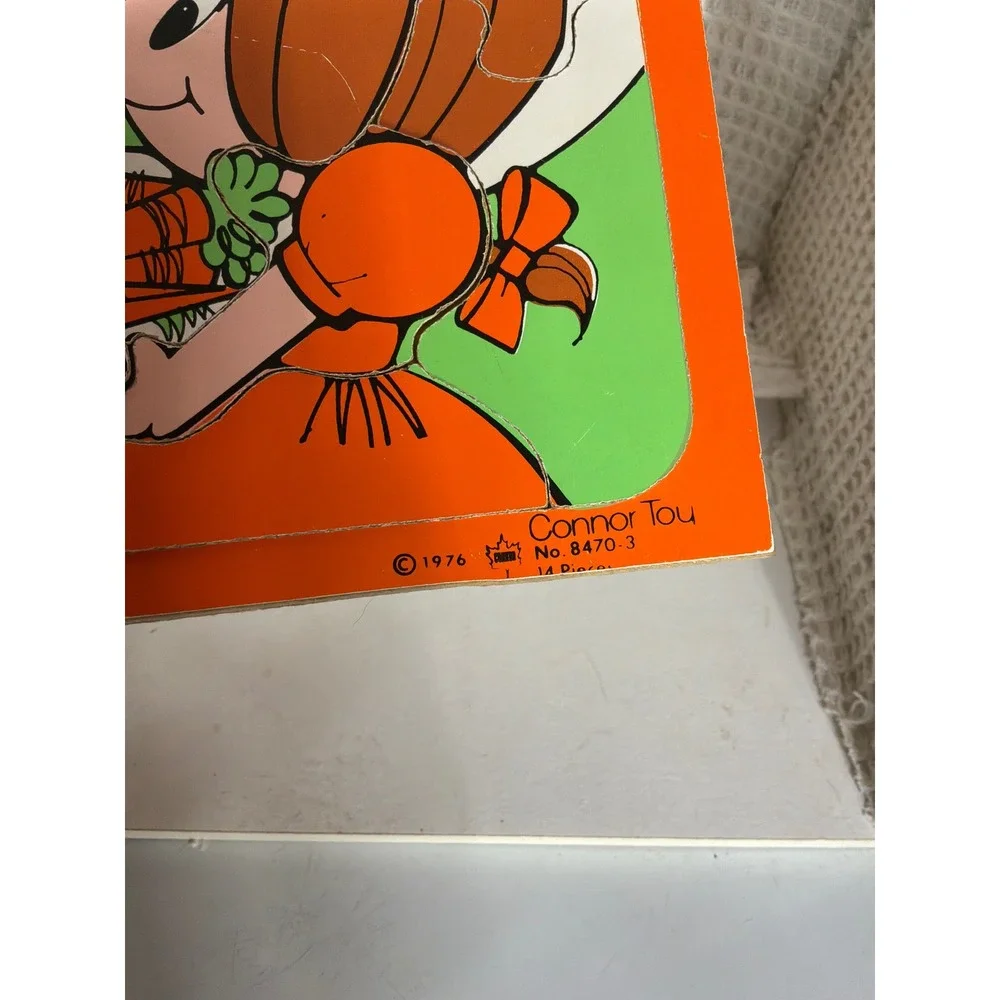 Vintage Kids Connor Toy Discovery Puzzle OS Orange 1976 No. 8470-3 Bunny Garden